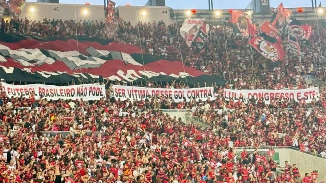 Maracanã tem protestos contra proibição de bets | Reprodução/redes sociais