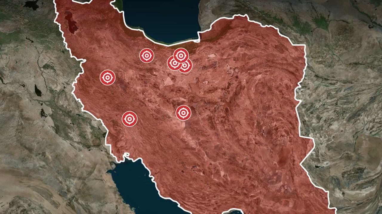 Israel divulga mapa de Irã com alvos de ataques | Divulgação/IDF
