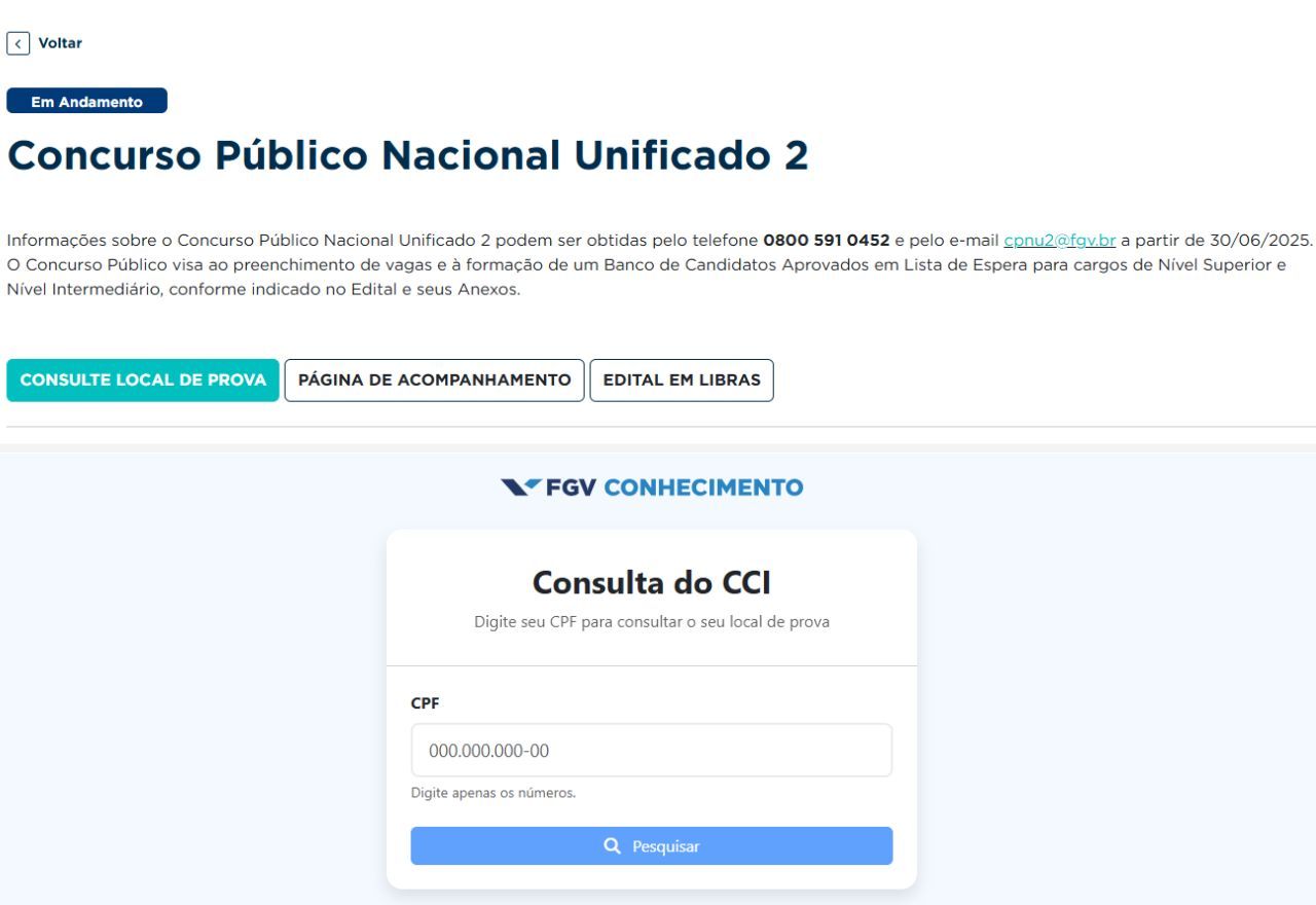 Passo a passo para acessar cartão de confirmação do CNU 2025 | Reprodução