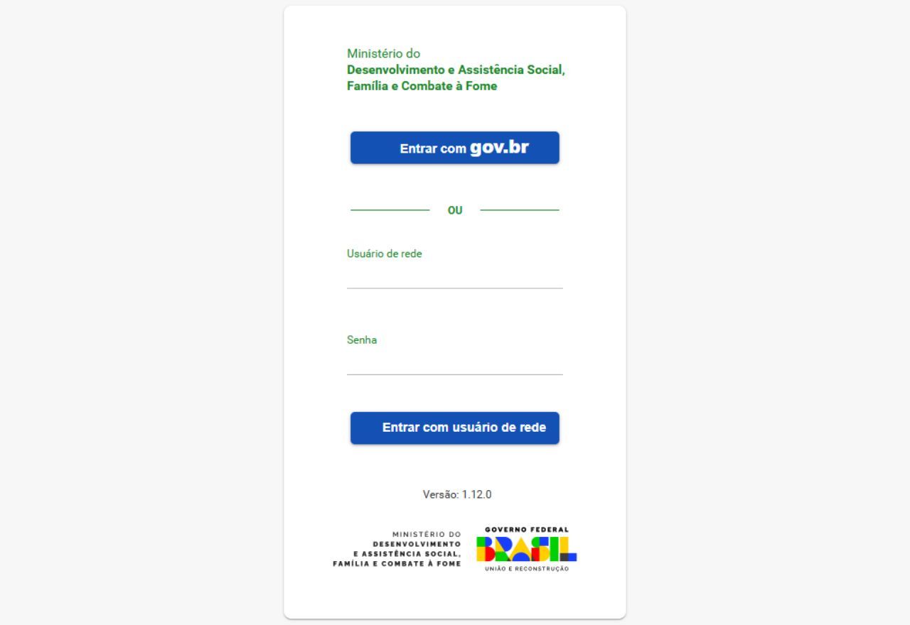 Para acessar o sistema Vejae, do MDS, é preciso realizar login com a conta gov.br | Reprodução