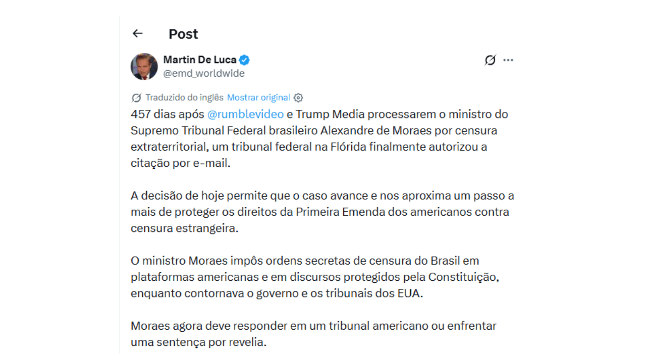 Post de Martin De Luca | Reprodução