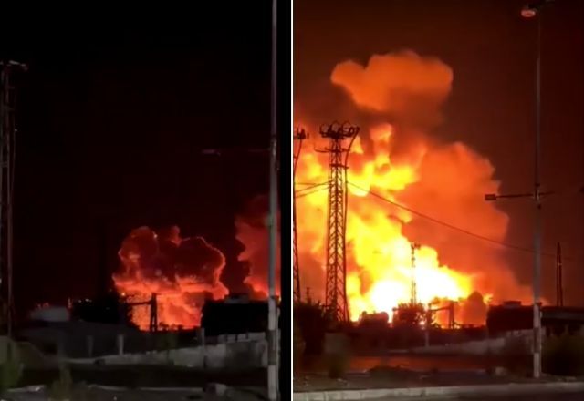 Testemunha flagrou grandes colunas de fumaça saindo da área logo após as explosões atingirem Msayleh | Reprodução