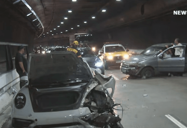 Acidente com porsche no túnel Ayrton Senna | Reprodução SBT 