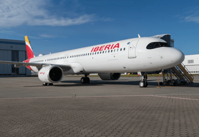 Aeronave Airbus A321XLR da Iberia, que será usada em voos de Madri ao Nordeste brasileiro | Divulgação
