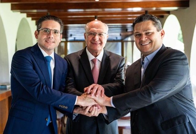 Alckmin (PSB), Motta (Republicanos-PB) e Alcolumbre (União Brasil-AP) | Divulgação/Pedro Gontijo
