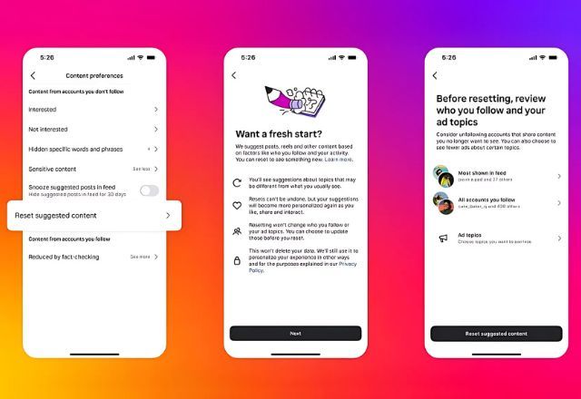 Algoritmo do Instagram dá uma chance de reiniciar as configurações | Meta