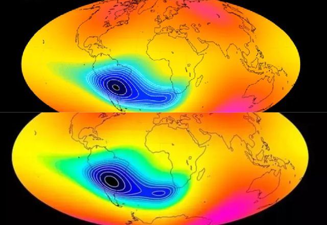 Anomalia Magnética do Atlântico Sul está crescendo desde 2014 | Reprodução/Agência Espacial Europeia