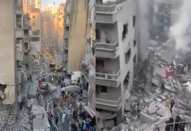 Ataque de Israel à área de Basta, no centro de Beirute, capital do Líbano | Reprodução/X (Twitter)