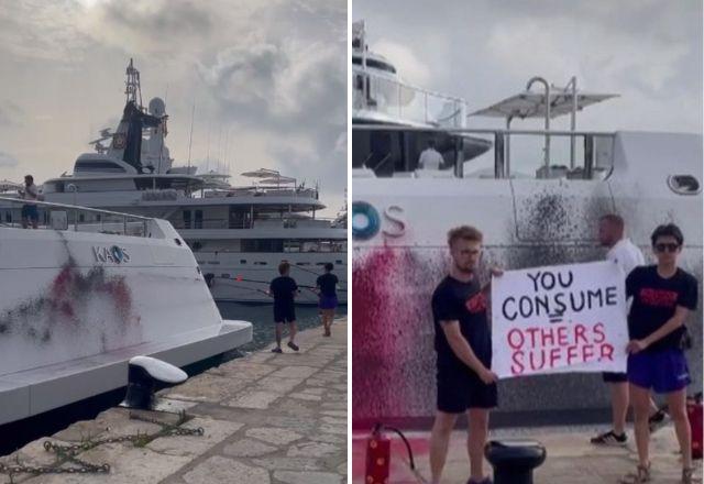 Ativistas do grupo Futuro Vegetal vandalizam superiate avaliado em R$ 1,4 bilhão