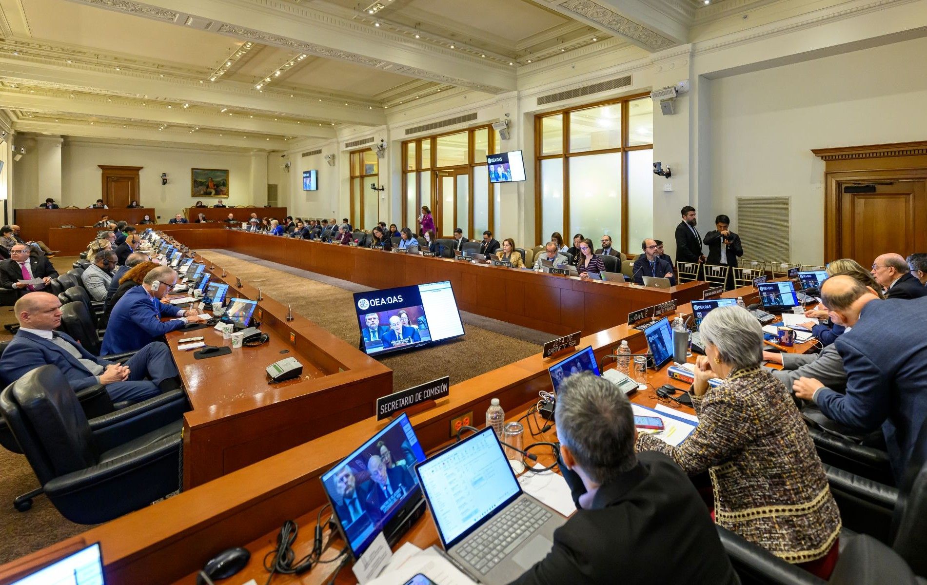 Autoridades em reunião do Conselho Permanente da OEA, em dezembro de 2025 | Divulgação/Juan Manuel Herrera/OAS