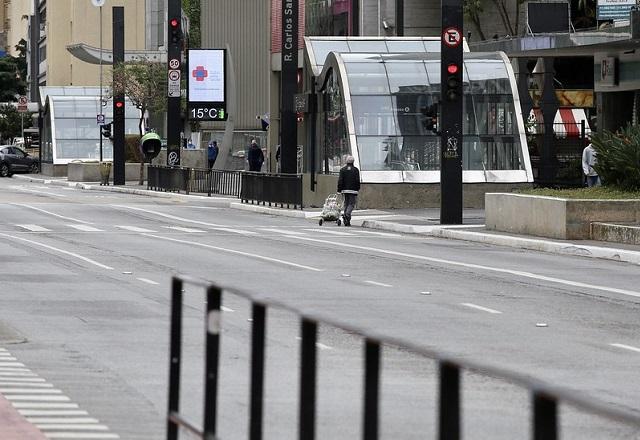 Avenida Paulista, em São Paulo, vazia durante o período de quarentena