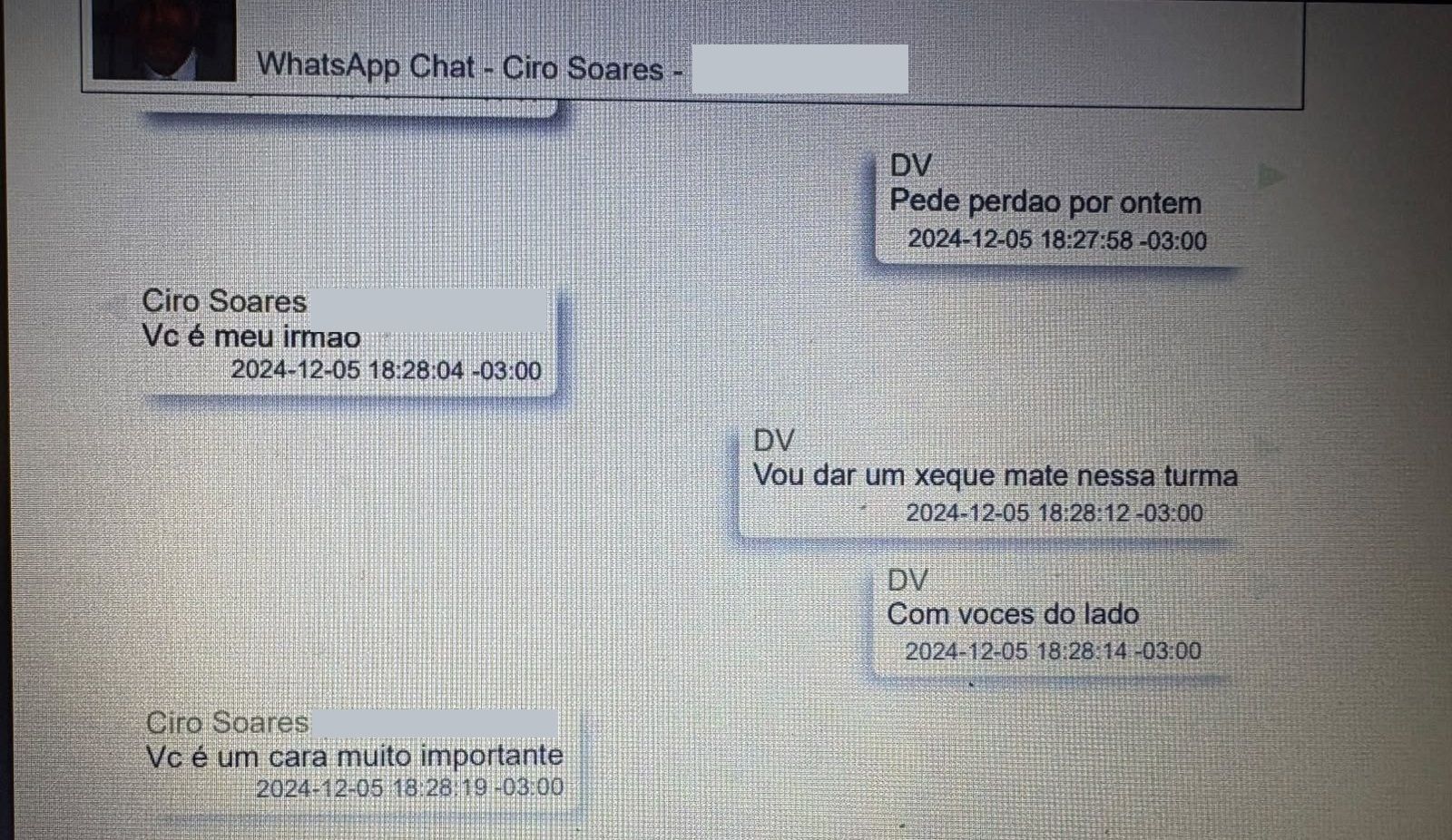 Troca de mensagens entre Vorcaro e advogado Ciro Soares Foto: reprodução