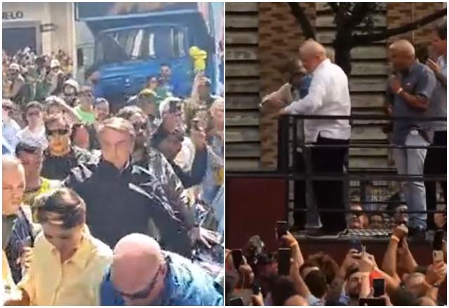 Bolsonaro e Lula em atos de campanha