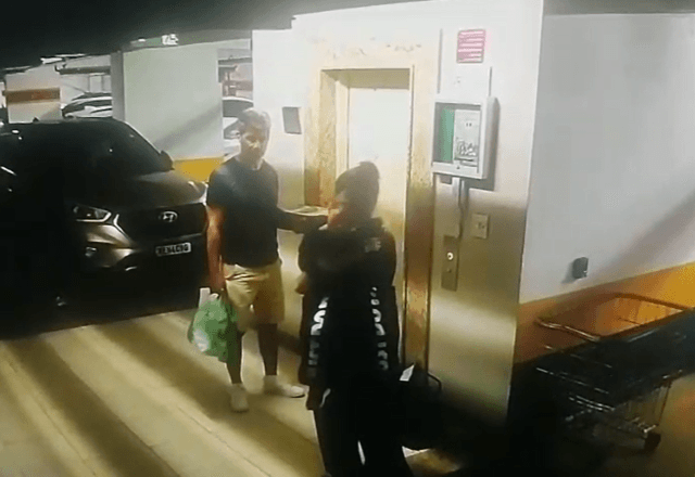 Câmera de segurança flagrou auditor da CGU agredindo mulher e criança em Águas Claras, no Distrito Federal | Reprodução