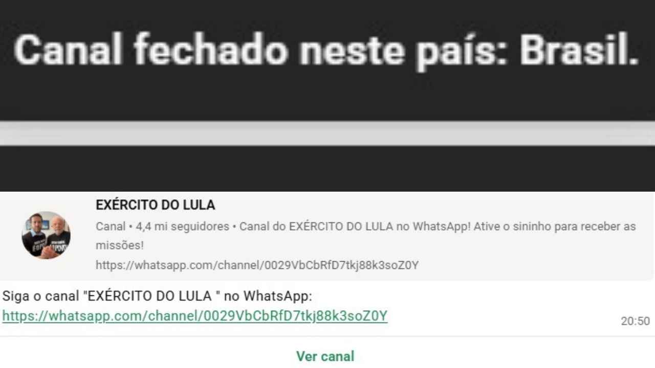 Canal "Exército do Lula" saiu do ar e poderá voltar em 48 horas | Reprodução