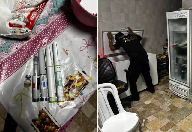 Canetas emagrecedoras e freezer em um dos endereços alvos | Divulgação/PF