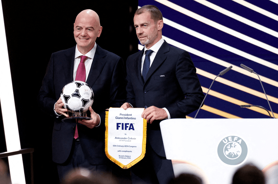 Presidentes da Fifa, Gianni Infantino, e da Uefa, Aleksander Ceferin |  REUTERS/Benoit Tessier