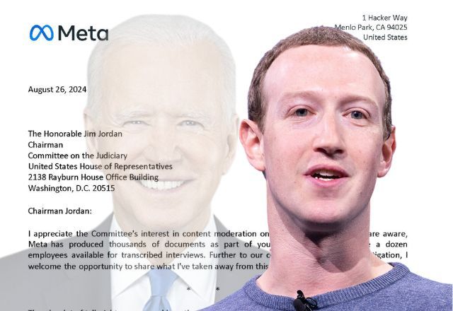 Carta de Zuckerberg assume que foi pressionado pelo governo Biden a tirar o engajamento de conteúdos durante a pandemia de 2021 | Cido Coelho/SBT News/Montagem/White House/Meta/Westminster