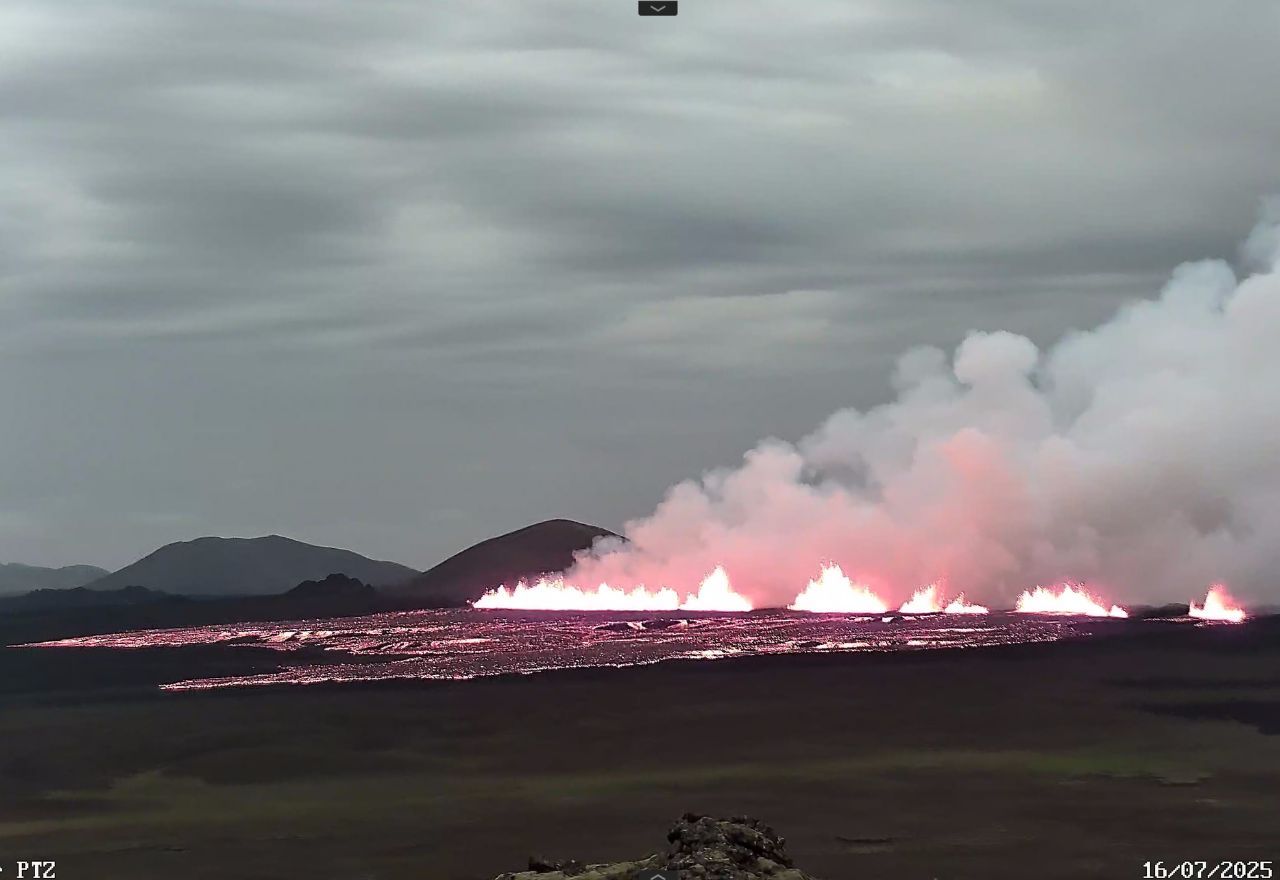 Erupção é considerada "pequena" para os padrões da Islândia | Reprodução/Escritório Meteorológico da Islândia
