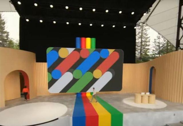 Cenário virtual de conferência do Google, no Vale do Silício