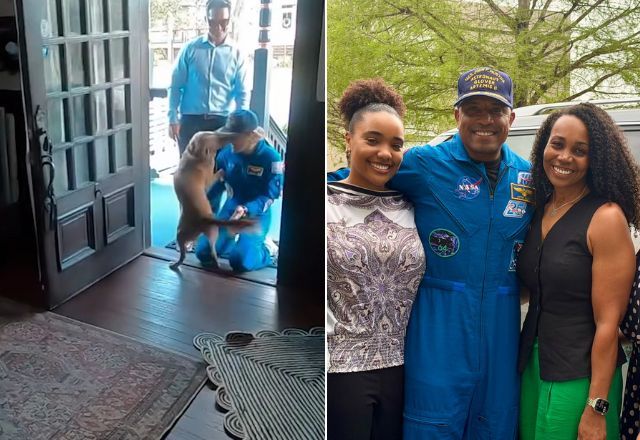 Christina Koch e Victor Glover comemoram reencontro com a família após 10 dias a bordo da missão Artemis II | Reprodução/Instagram/X