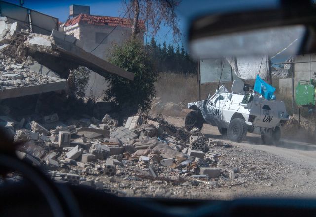 Comboio da UNIFIL percorre o sul do Líbano | Foto: Pasqual GORRIZ (ONU)