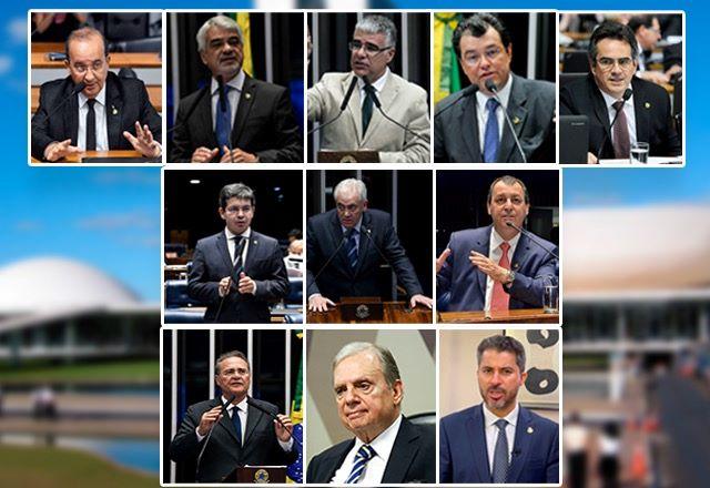 Composição com fotos dos integrantes da CPI da Covid