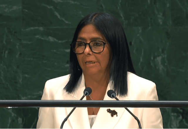 Presidente interina da Venezuela, Delcy Rodríguez discursa na Assembleia Geral da ONU, em Nova York, EUA | Foto: Reprodução/YouTube/@unitednations - 23.09.2026