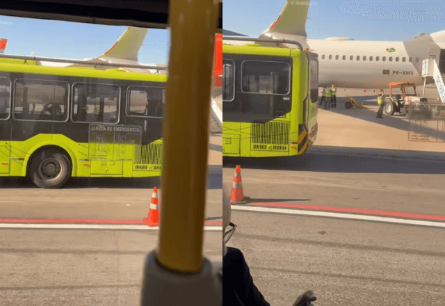 Passageiro de avião que foi atingido por um ônibus no Aeroporto de Guarulhos mostra imagens da colisão | Foto: Reprodução/Instagram/@moalopess - 19.08.2026