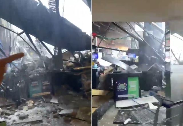 Teto de supermercado desaba em Barueri após chuva forte; quatro pessoas foram socorridas