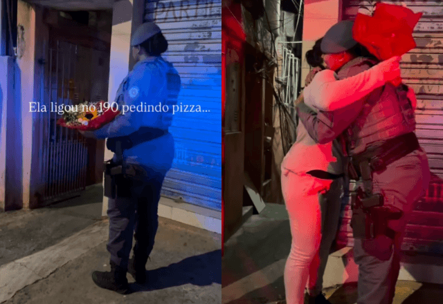 Policial militar Priscila Garcia presenteia vítima de violência doméstica que ajudou a salvar com um buquê de girassóis | Foto: Reprodução/Instagram/@garcia_prisf - 28.05.2026