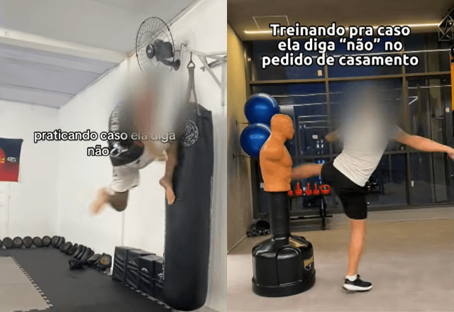 Prints de vídeos da trend "para caso ela diga 'não'", que viralizou no TikTok | Foto: Reprodução/TikTok