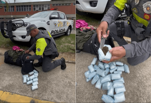 Polícia Militar apreende 34 pacotes de haxixe no Terminal Rodoviário da Barra Funda, em São Paulo | Foto: Cedida ao SBT