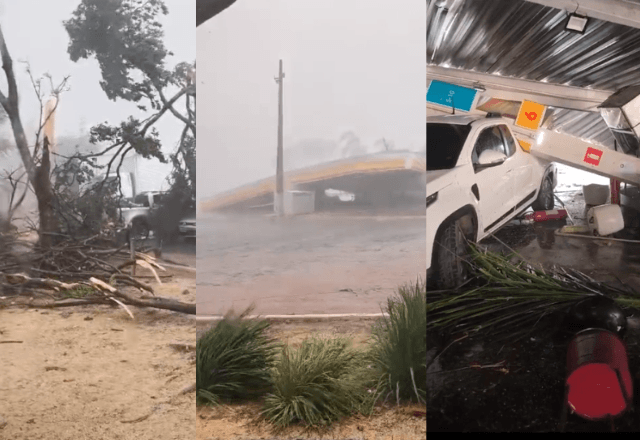 Posto de combustível desaba após ser atingido por vendaval em Minas Gerais