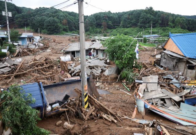 Danos causados pelas chuvas torrenciais em Gapyeong, na Coreia do Sul | Reprodução