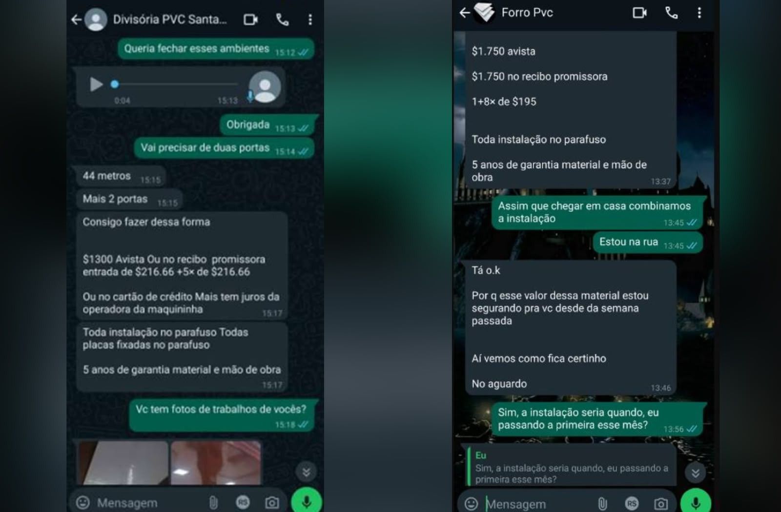 De acordo com a PCDF, suspeitos utilizavam conhecimento técnico na área de instalação de forros em PVC para transmitir credibilidade durante as negociações | Divulgação/PCDF
