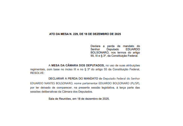 Trecho da decisão que cassa Eduardo Bolsonaro | Foto: reprodução