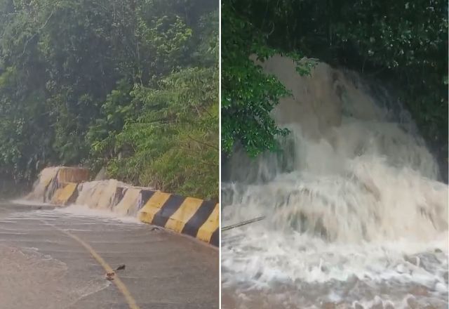 Defesa Civil interdita trecho da serra em Peruíbe após chover 158mm em 3 horas | Reprodução/Defesa Civil