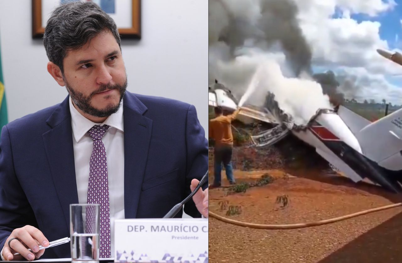 Avião com deputado federal faz pouso forçado e pega fogo em Rondônia