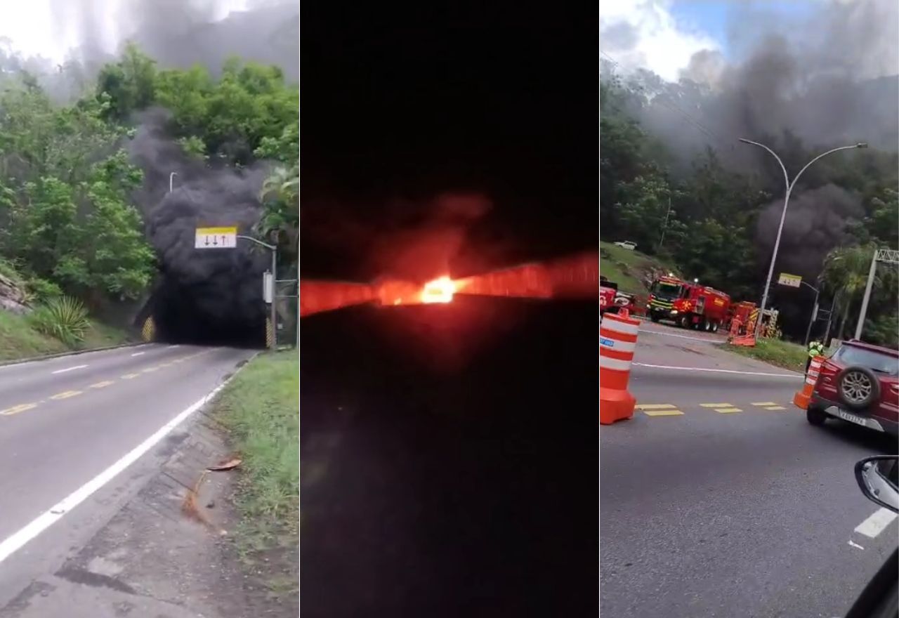 Incêndio em ônibus no Túnel Rebouças, no Rio | Reprodução