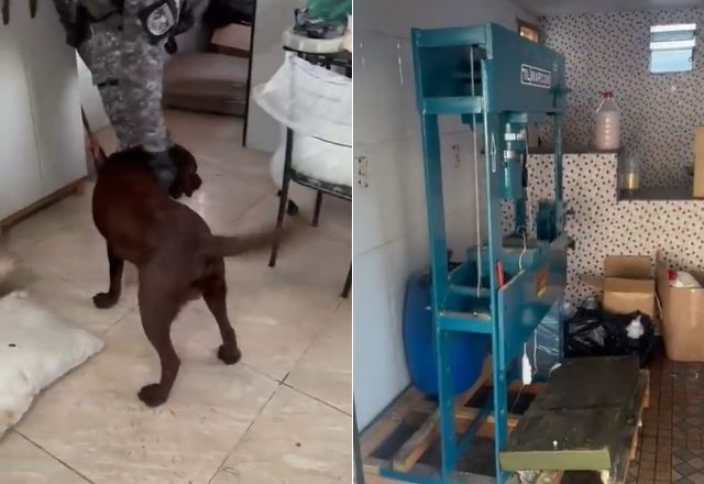 Laboratório do tráfico, com drogas e maquinários, foi encontrado durante operação | Reprodução/PMERJ