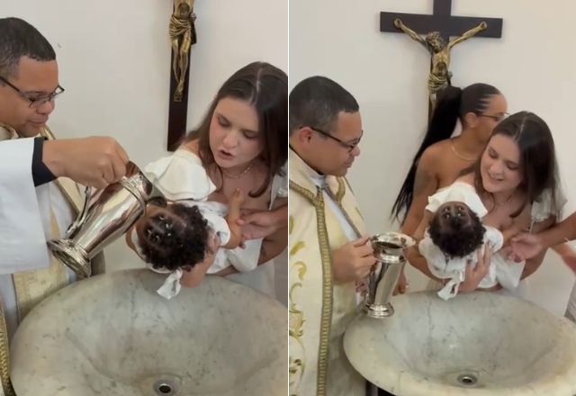 Padre teria se recusado a citar nome de bebê durante batismo no Rio | Reprodução