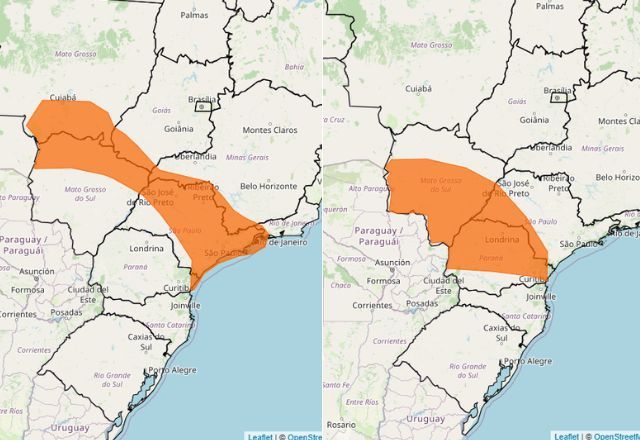 Alerta laranja para tempestades é válido até as 10h de terça-feira (23) | Reprodução/Inmet