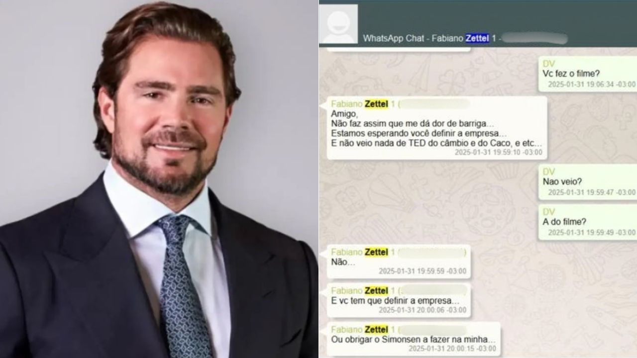 Mensagens entre Daniel Vorcaro e Fabiano Zettel mostram dificuldades para enviar dinheiro do financiamento do filme sobre Jair Bolsonaro para fundo nos EUA | Reprodução