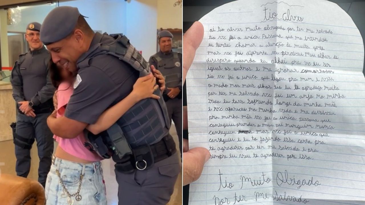 "Você me entendeu": menina sequestrada agradece PM em carta
