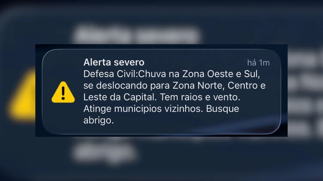 Defesa Civil emite alerta severo de chuva em São Paulo