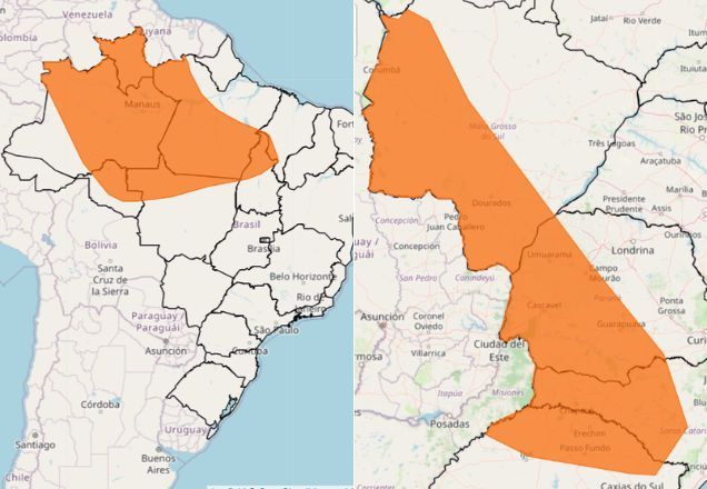 Alertas laranjas para chuvas intensas e tempestades | Reprodução/Inmet