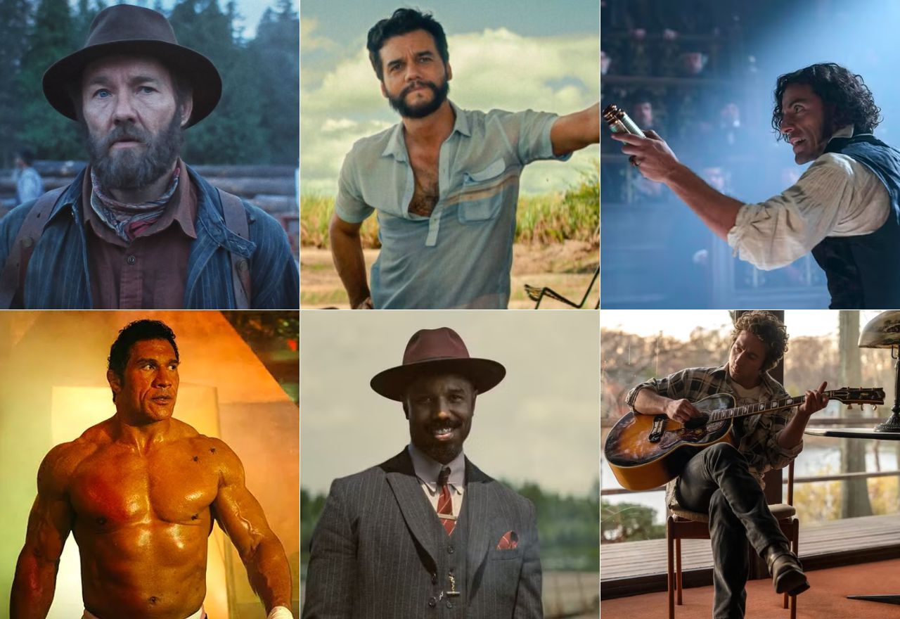 Da esquerda para a direita: Joel Edgerton, Wagner Moura e Oscar Isaac (em cima); Dwayne Johnson, Michael B. Jordan e Jeremy Allen White (embaixo) | Reprodução