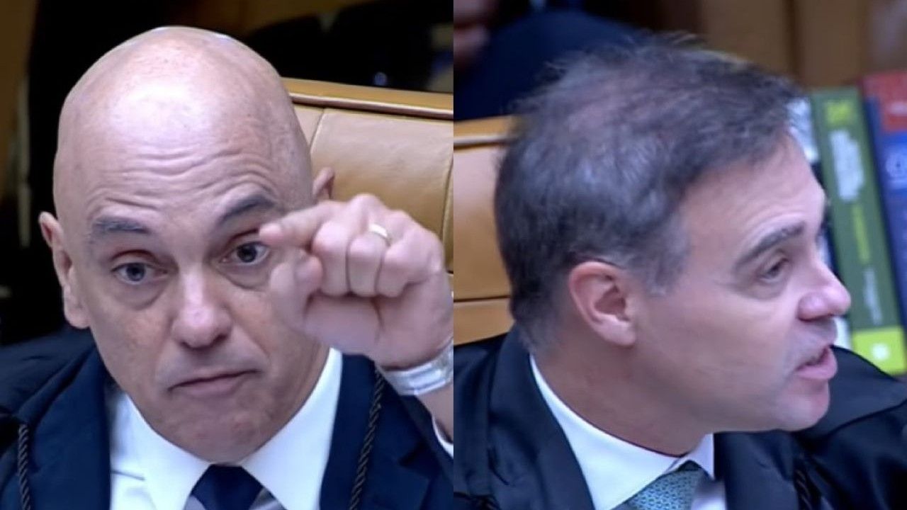 Discussão entre Moraes e Mendonça em sessão do STF | Reprodução/YouTube