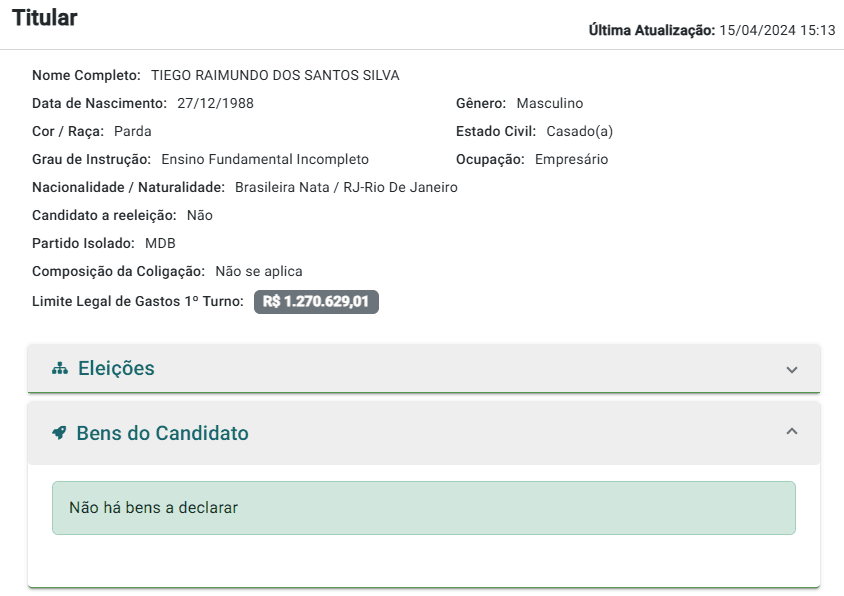 TH Joias não declarou bens ao TSE | Reprodução/Divulgacand TSE